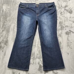 Fashion Bug Jeans Women 28WP PETITE Blue Dark Wash Yellow Square Bootcut Stretch